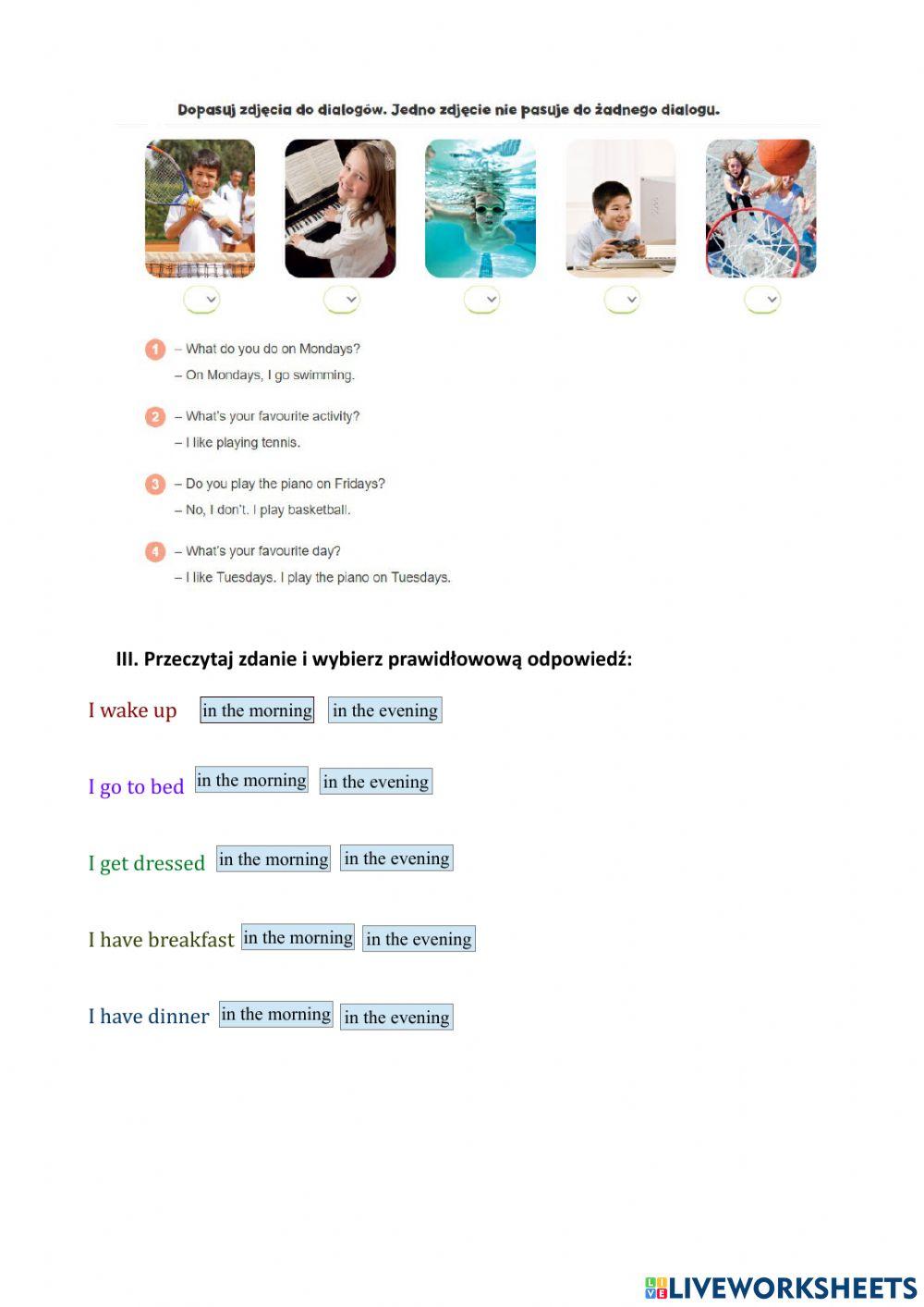 Karta pracy unit 5 kl. III