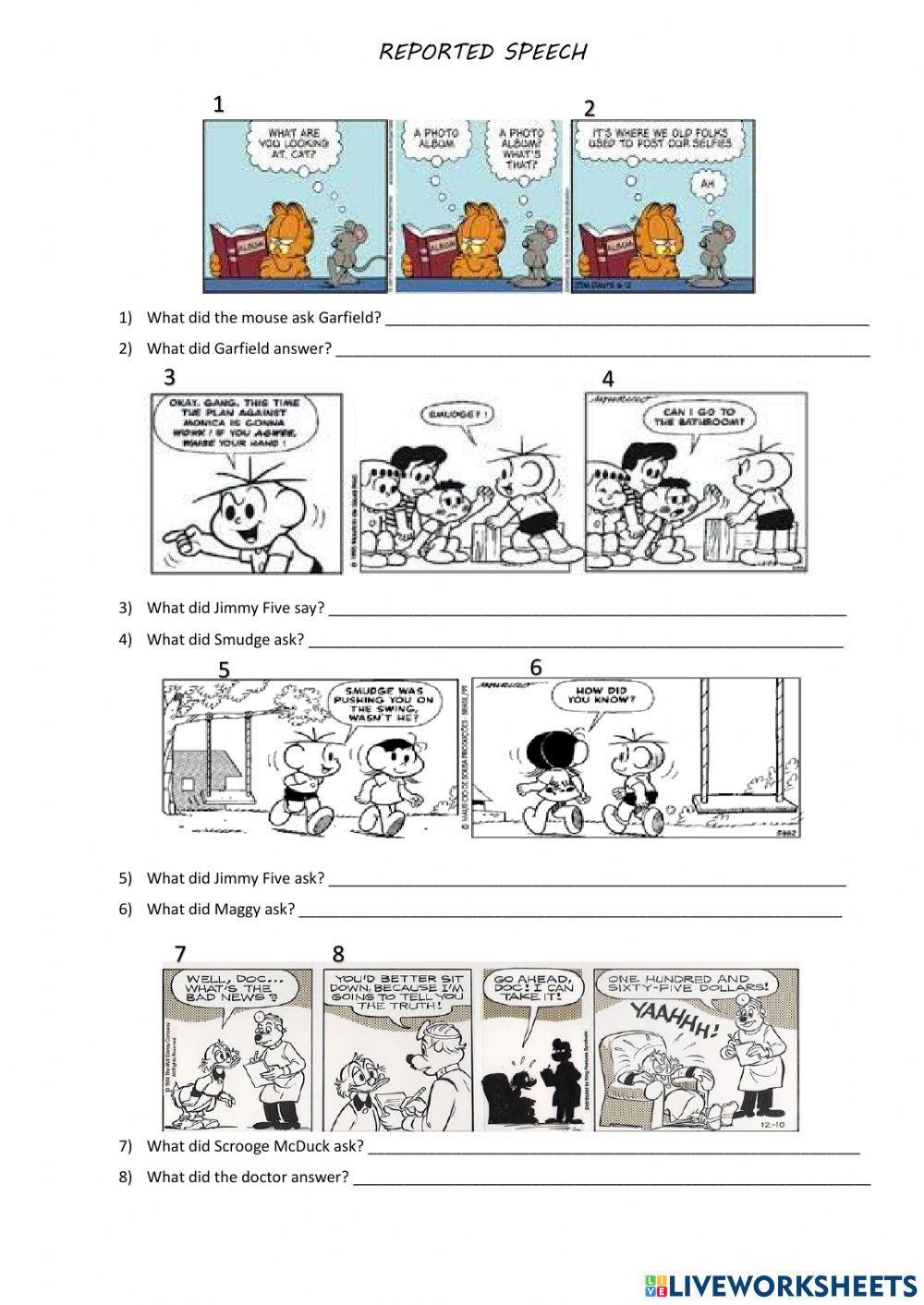Reported Speech - Comic Strips