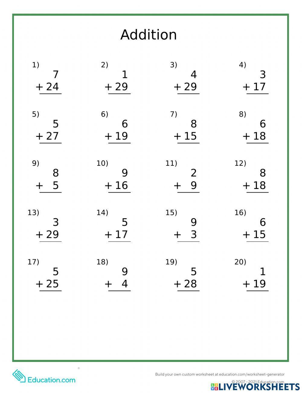 893639 Addition Nicole Cooper LiveWorksheets