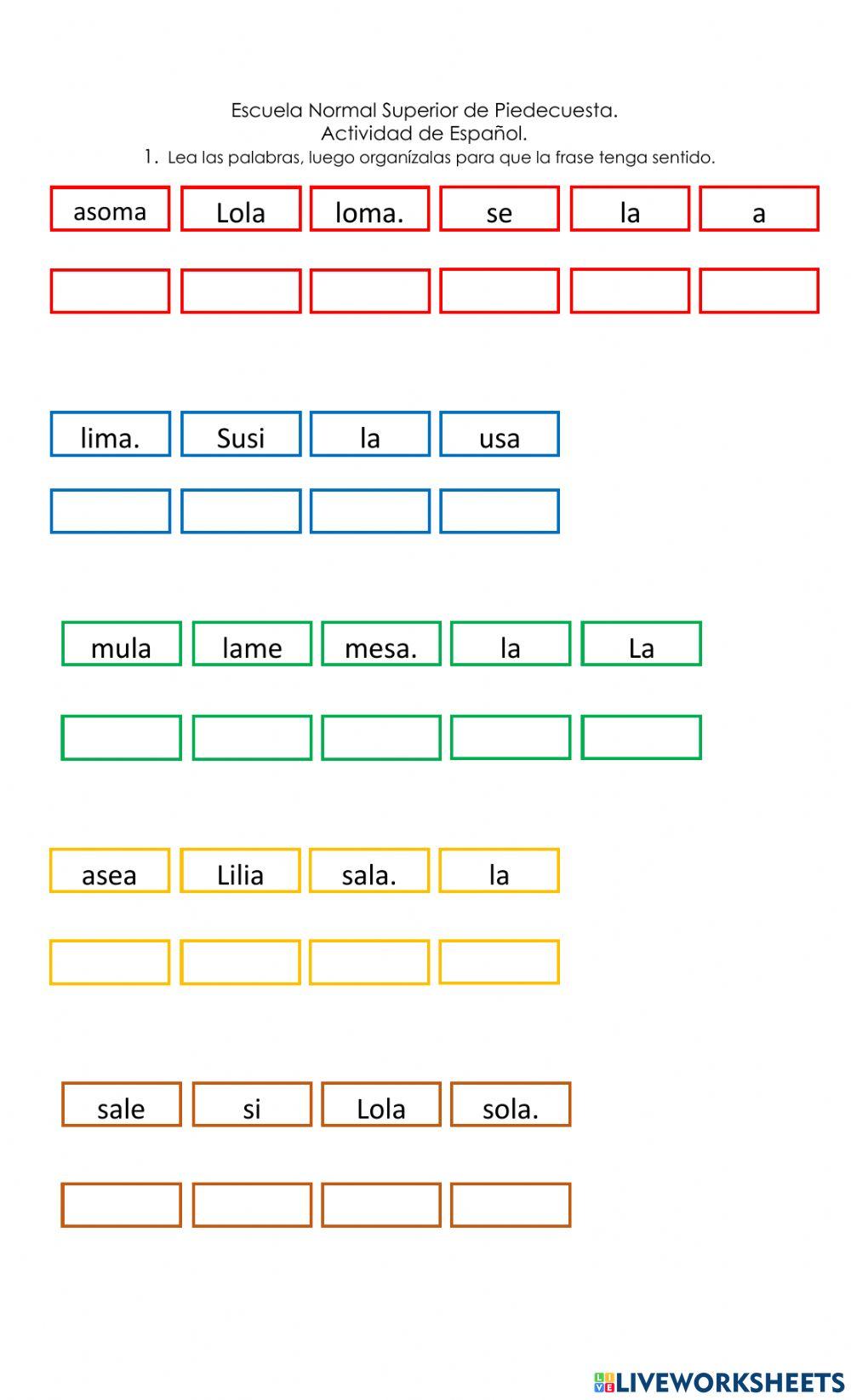 Actividad de Español
