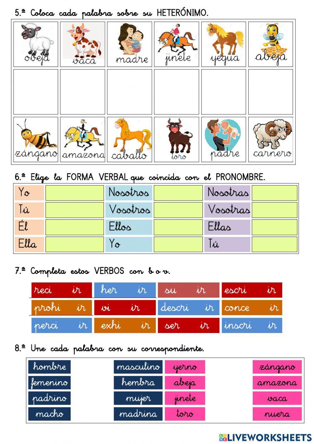 Comprensión Lectora 3º EP 15.- VERBOS, HETERÓNIMOS LEYENDA
