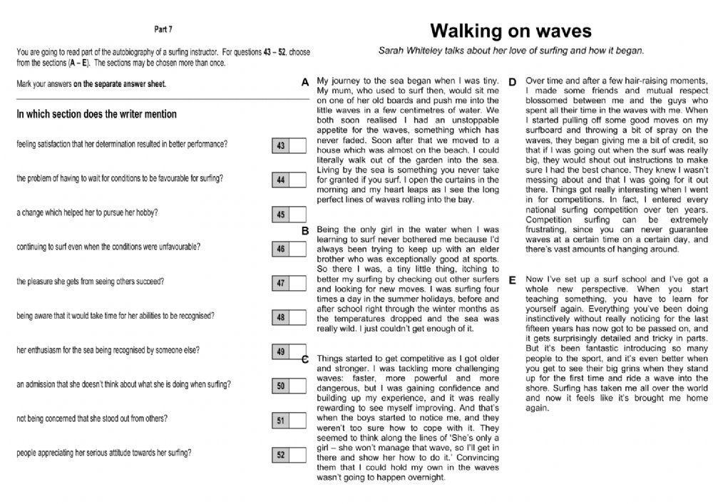MOCK EXAM 2 PART 2 READING AND LISTENING worksheet | Live Worksheets