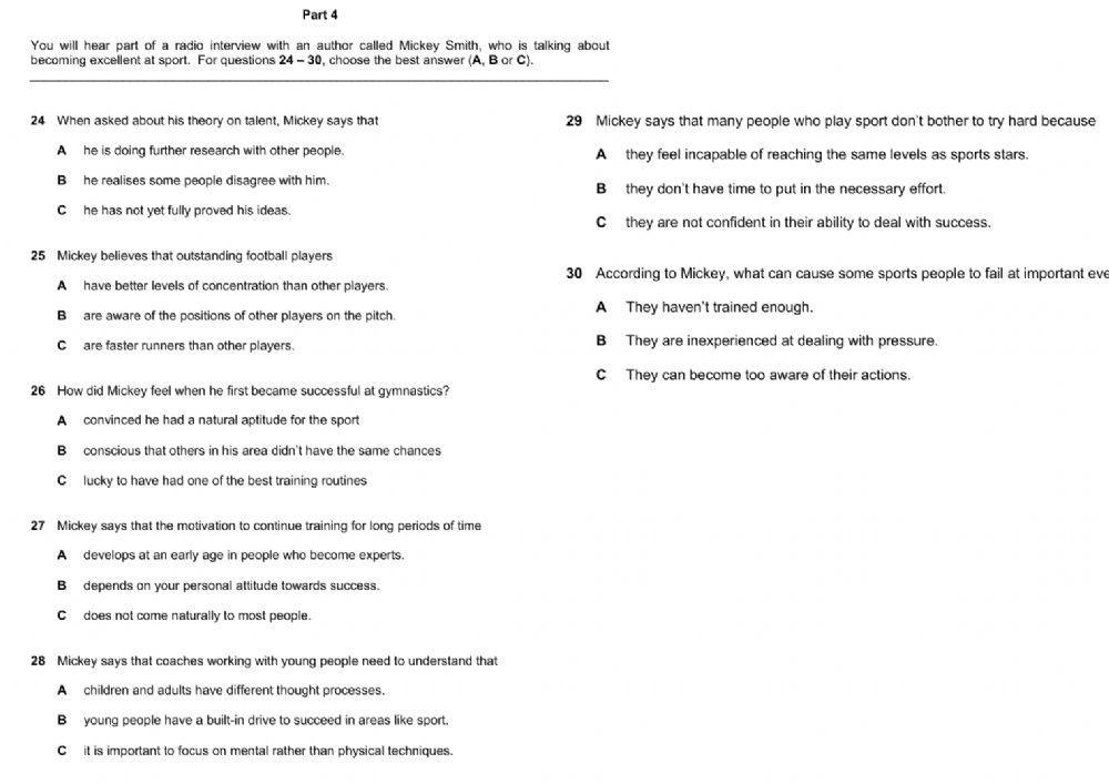 MOCK EXAM 2 PART 2 READING AND LISTENING 895055 | mariana