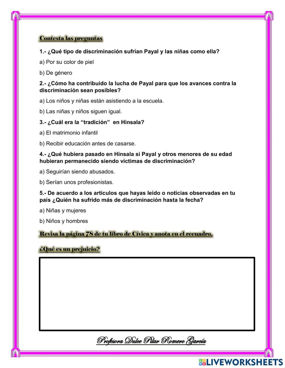 Combatimos la discriminación hacia niñas y mujeres