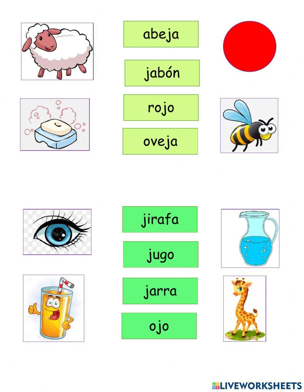 Palabras con el fonema j J