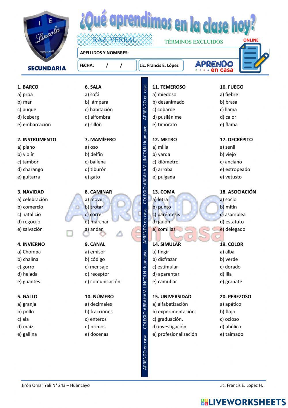 Terminos excluidos II