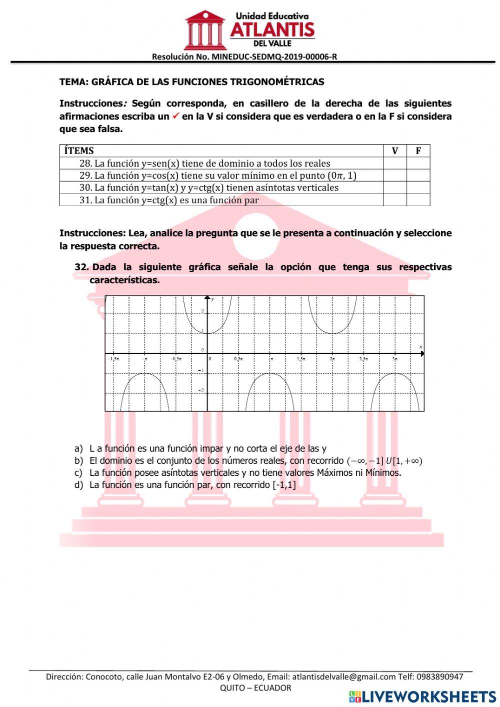 Cuestionario Matemática 3er parcial