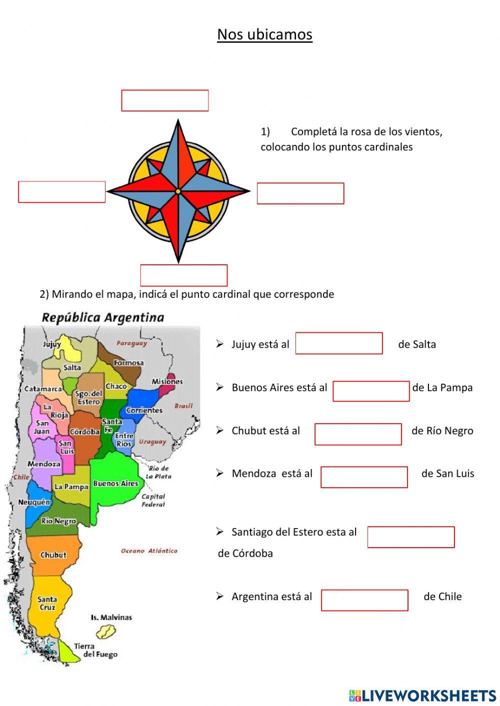Los puntos cardinales y las provincias
