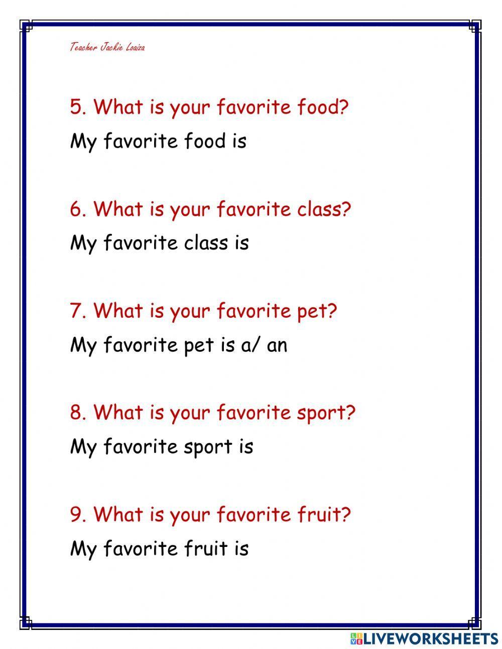 INTERVIEW TO MY CLASSMATE 