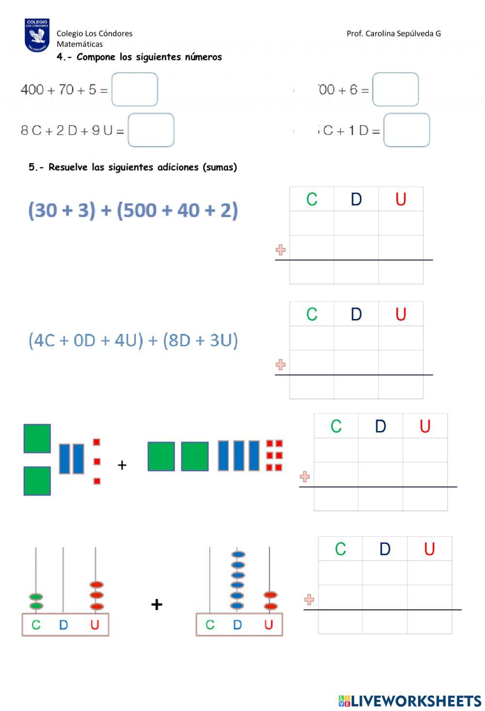Sumas y valor posicional