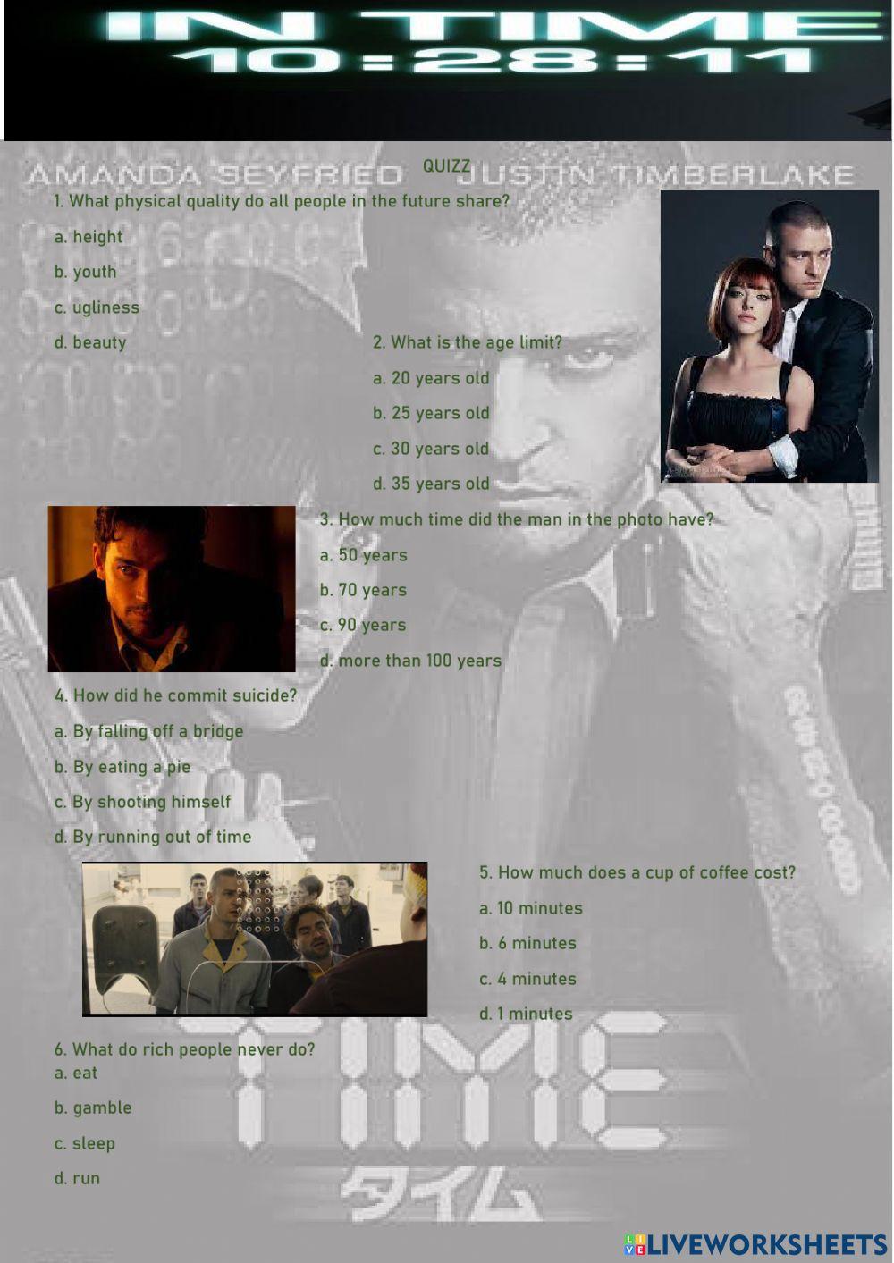 In time movie worksheet