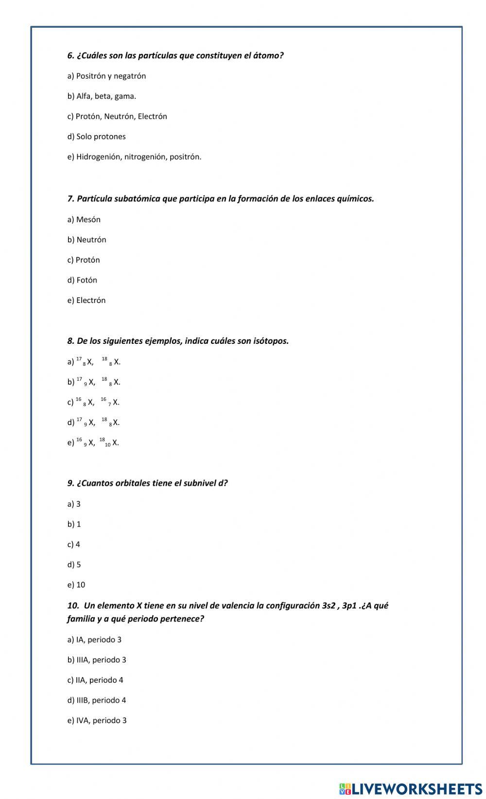 FICHA N°1 PRUEBA SABER QUIMICA 