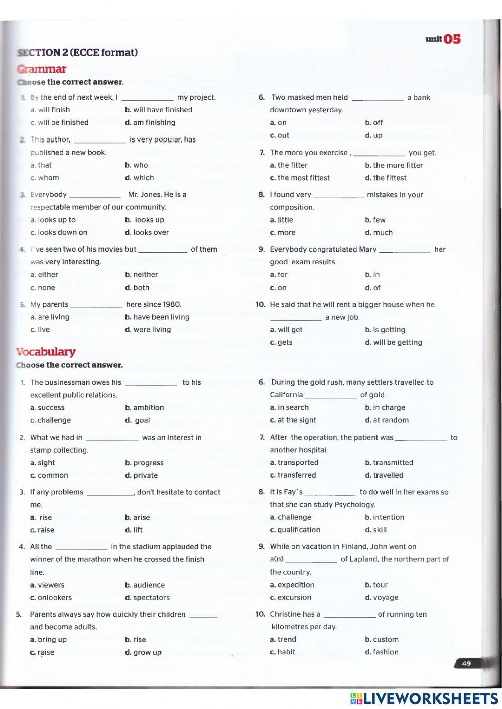 Use of English B2 - Units 5 and 6