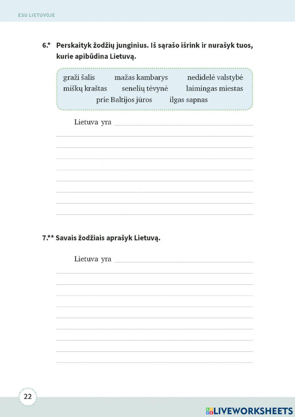 Lietuvių k. užd. apie Lietuvą