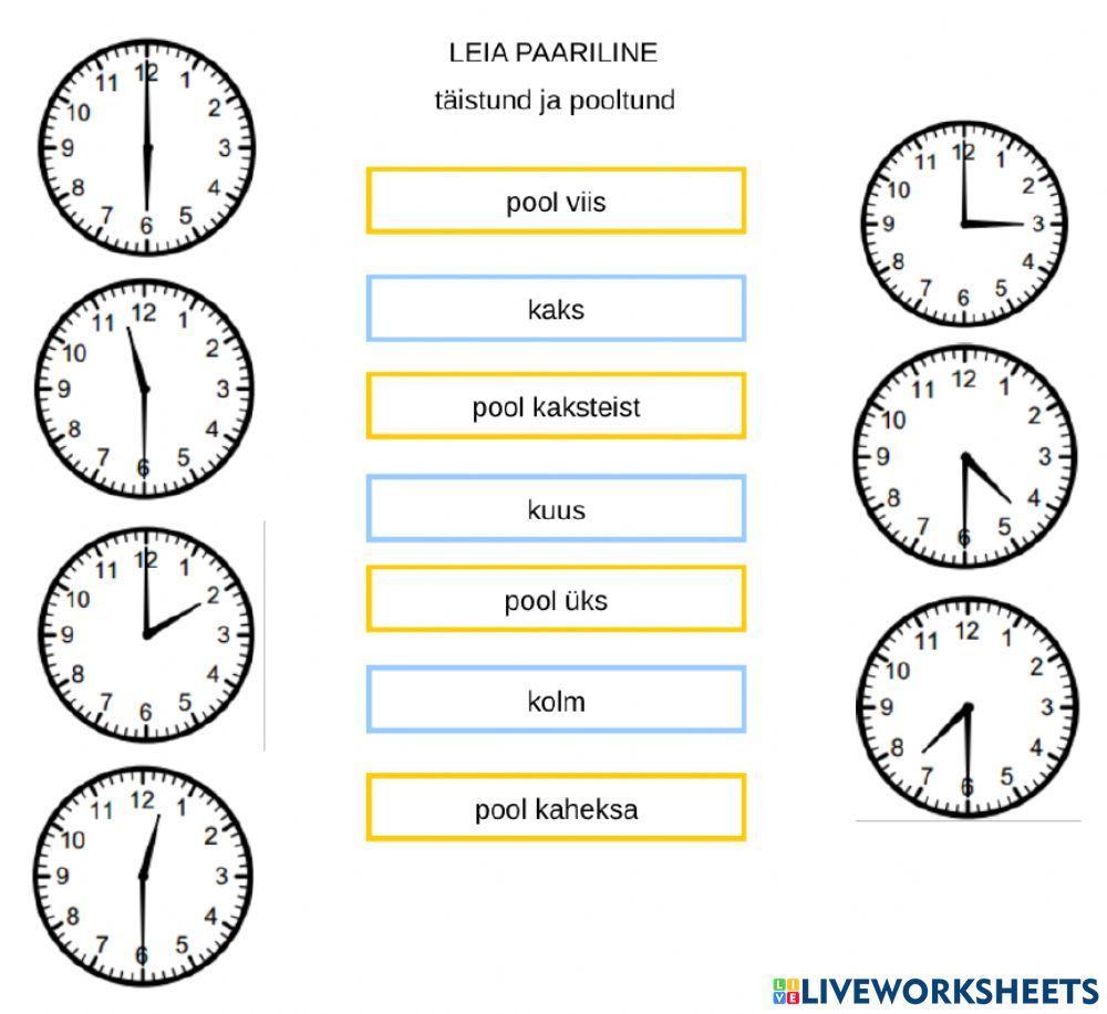 Kell (täistunnid ja pooltunnid)