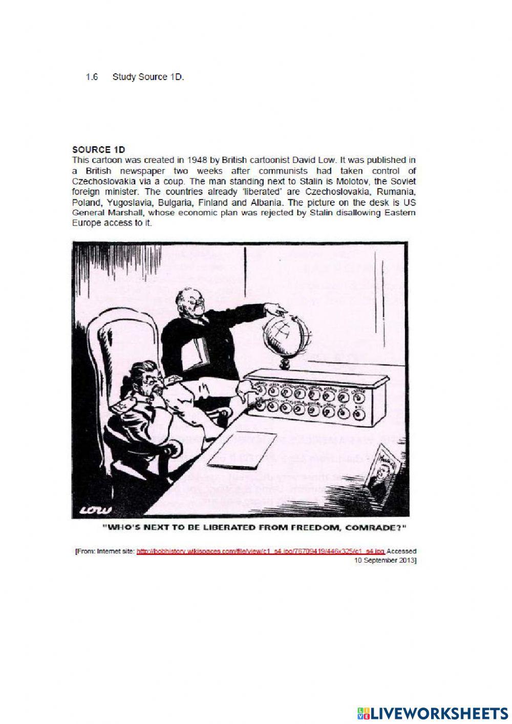 Topic 1 Cold war reading and writing worksheet | Live Worksheets