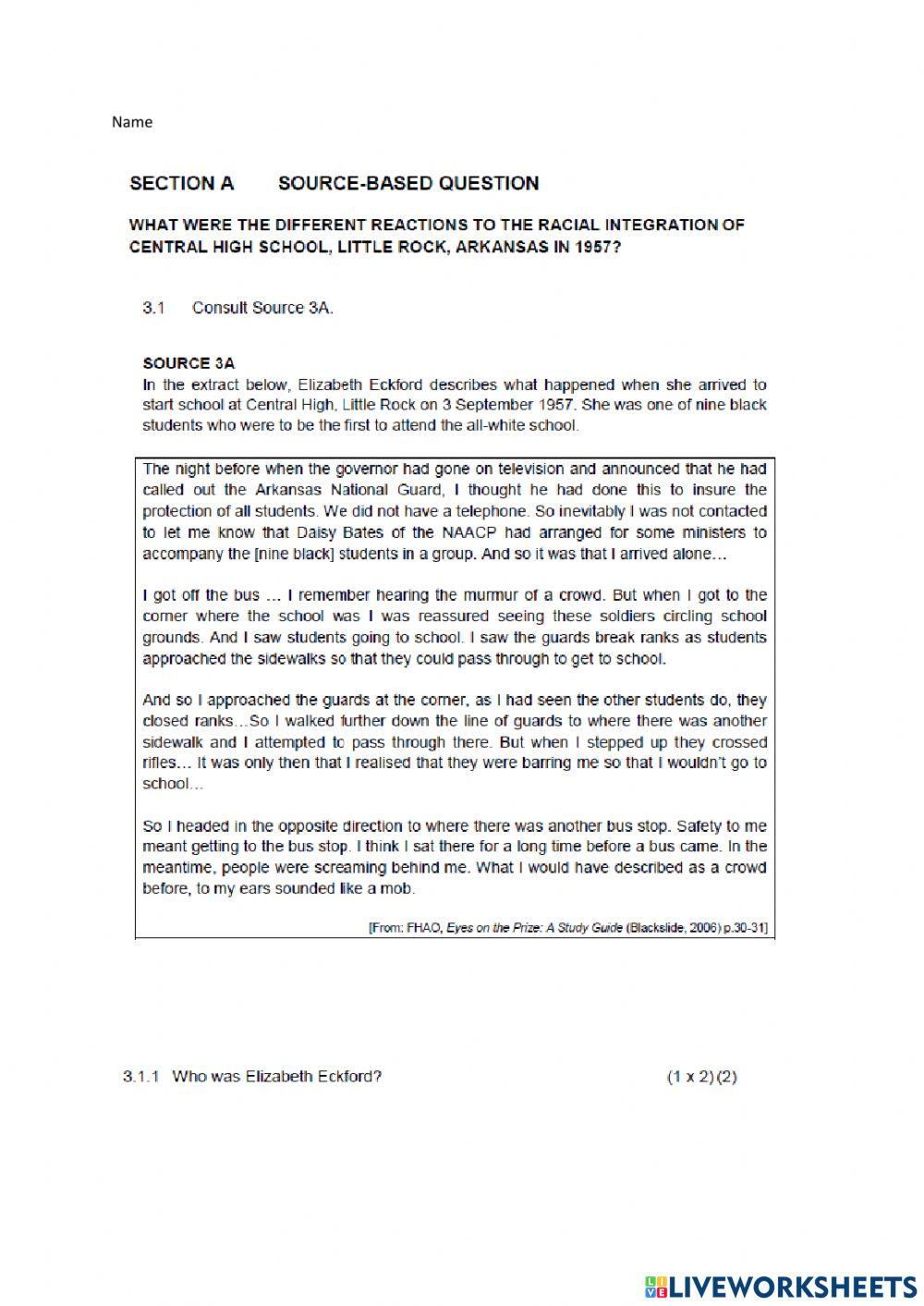 Section A Source Base Questions