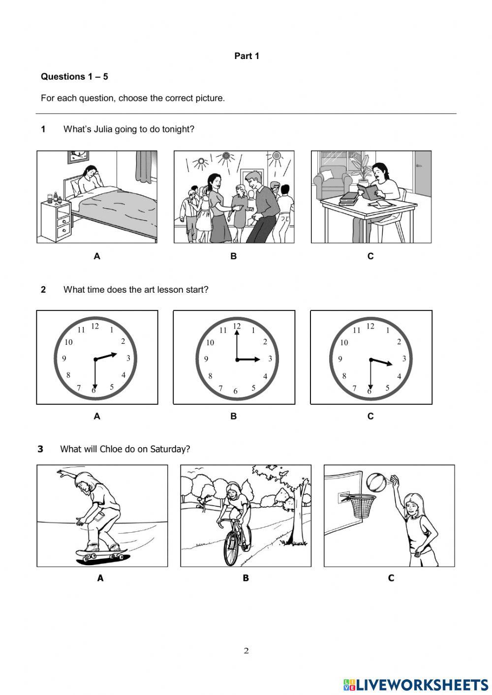 Cambridge a2 key for schools sample listening test worksheet live