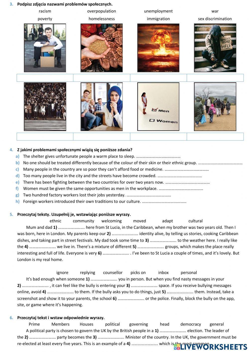 E8 U14 Życie Społeczne Vocabulary