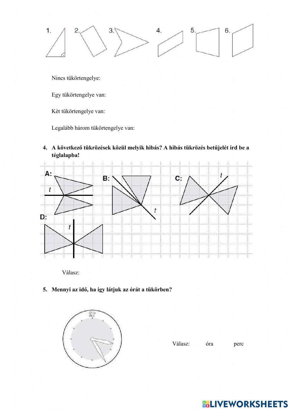 Tengelyes tükrözés számonkérés