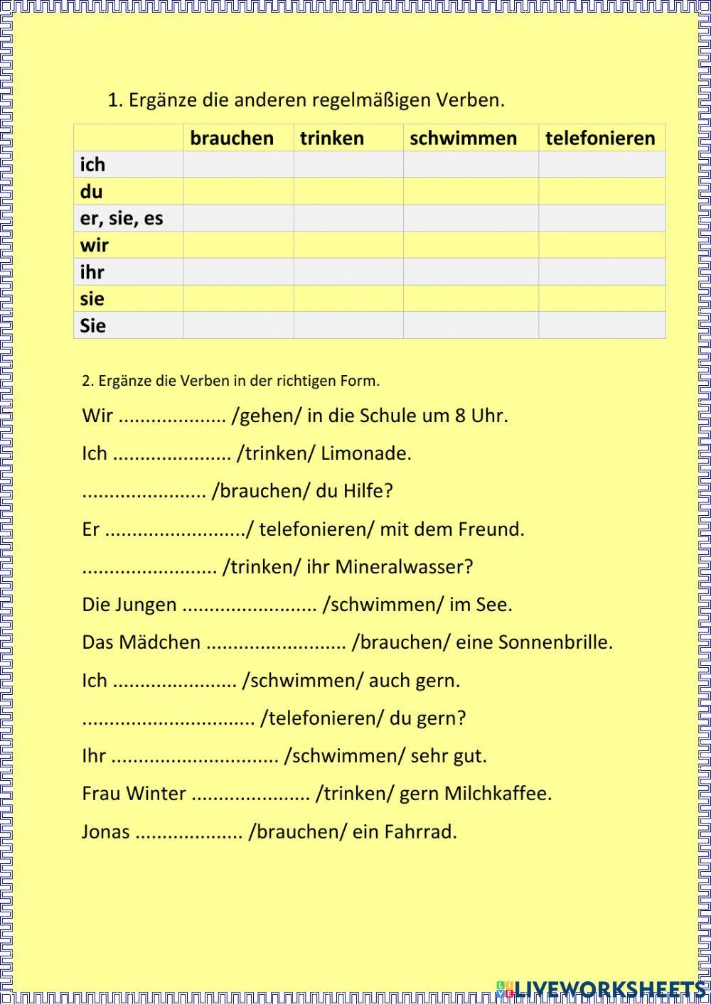 Konjugation der Verben Präsens