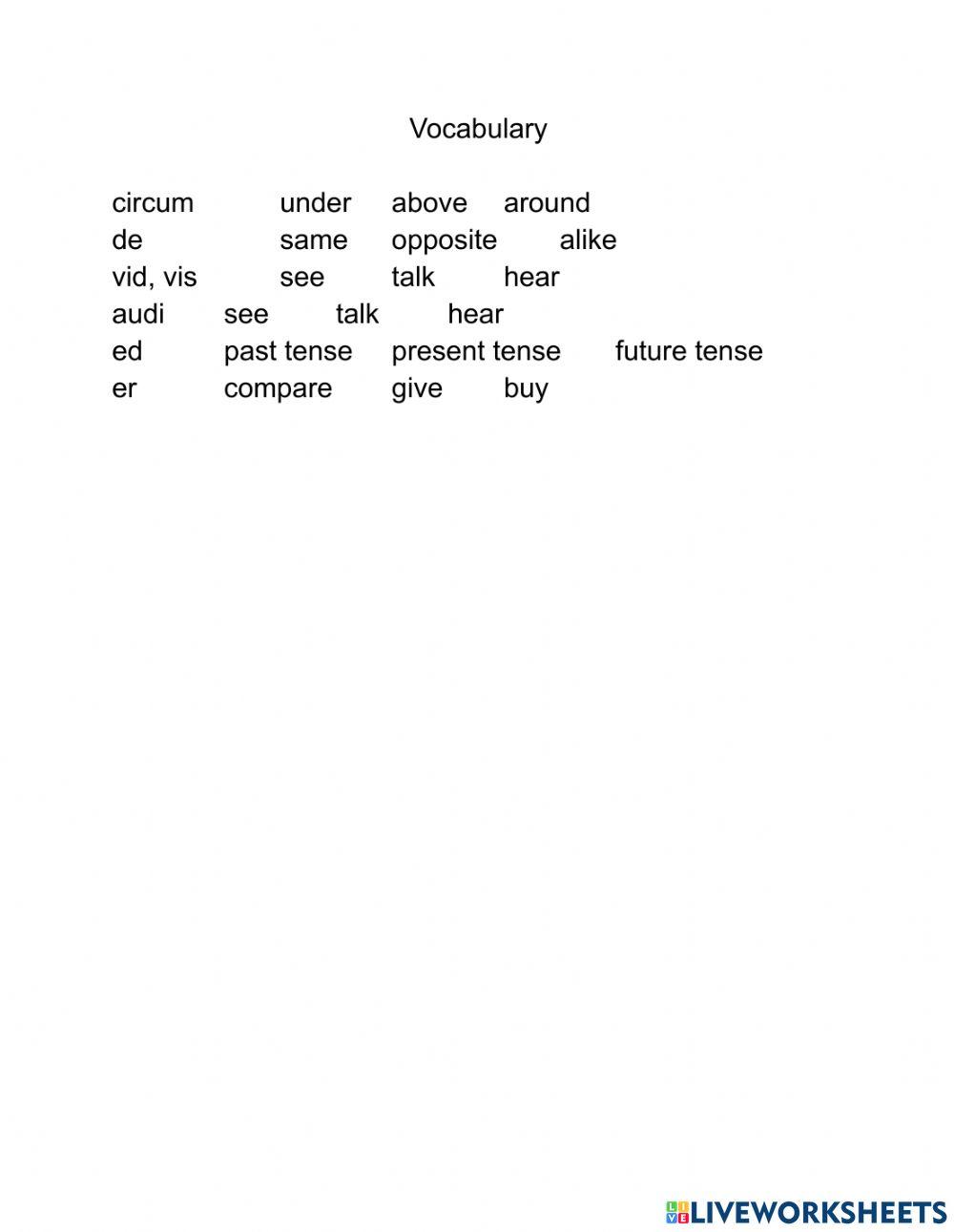 Vocabulary from 3-30-30