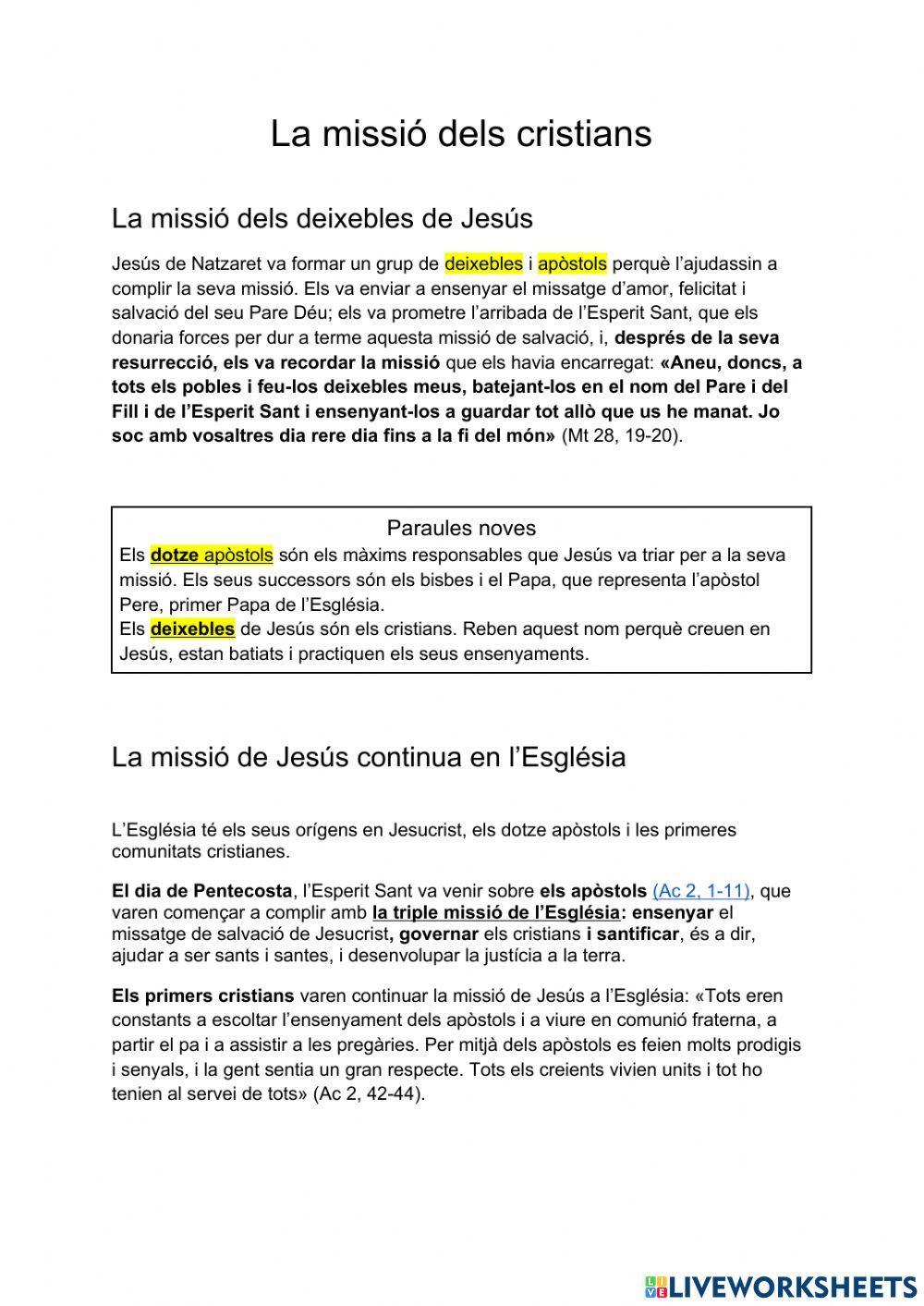 La missió dels cristians