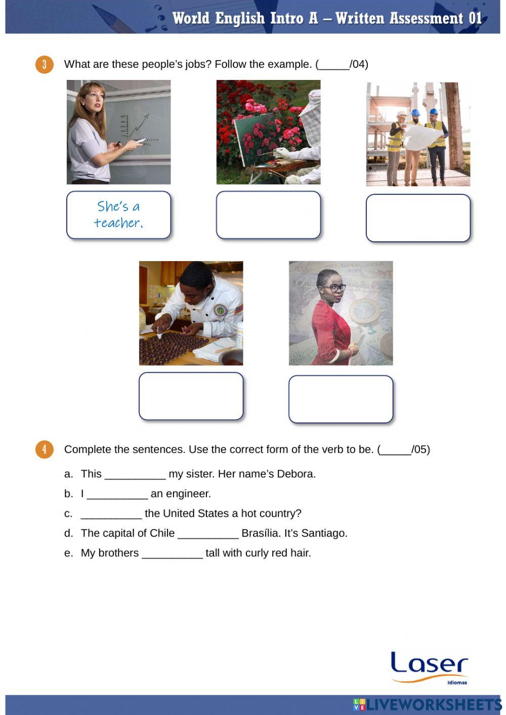 World English Intro - Part A - Evaluation Exercises for Units 1 to 3
