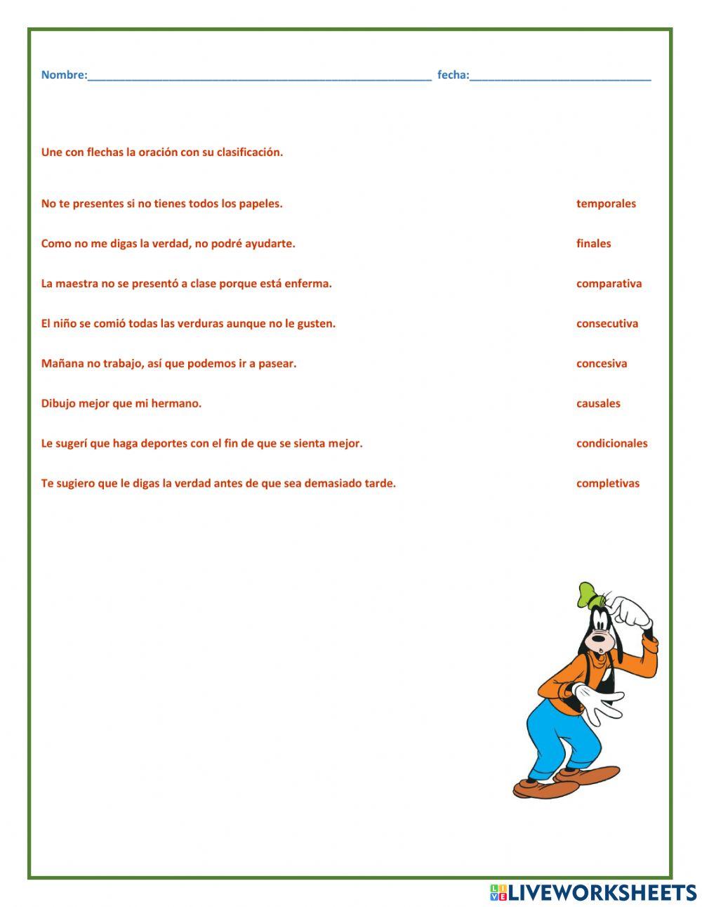 Clasificación subordinadas