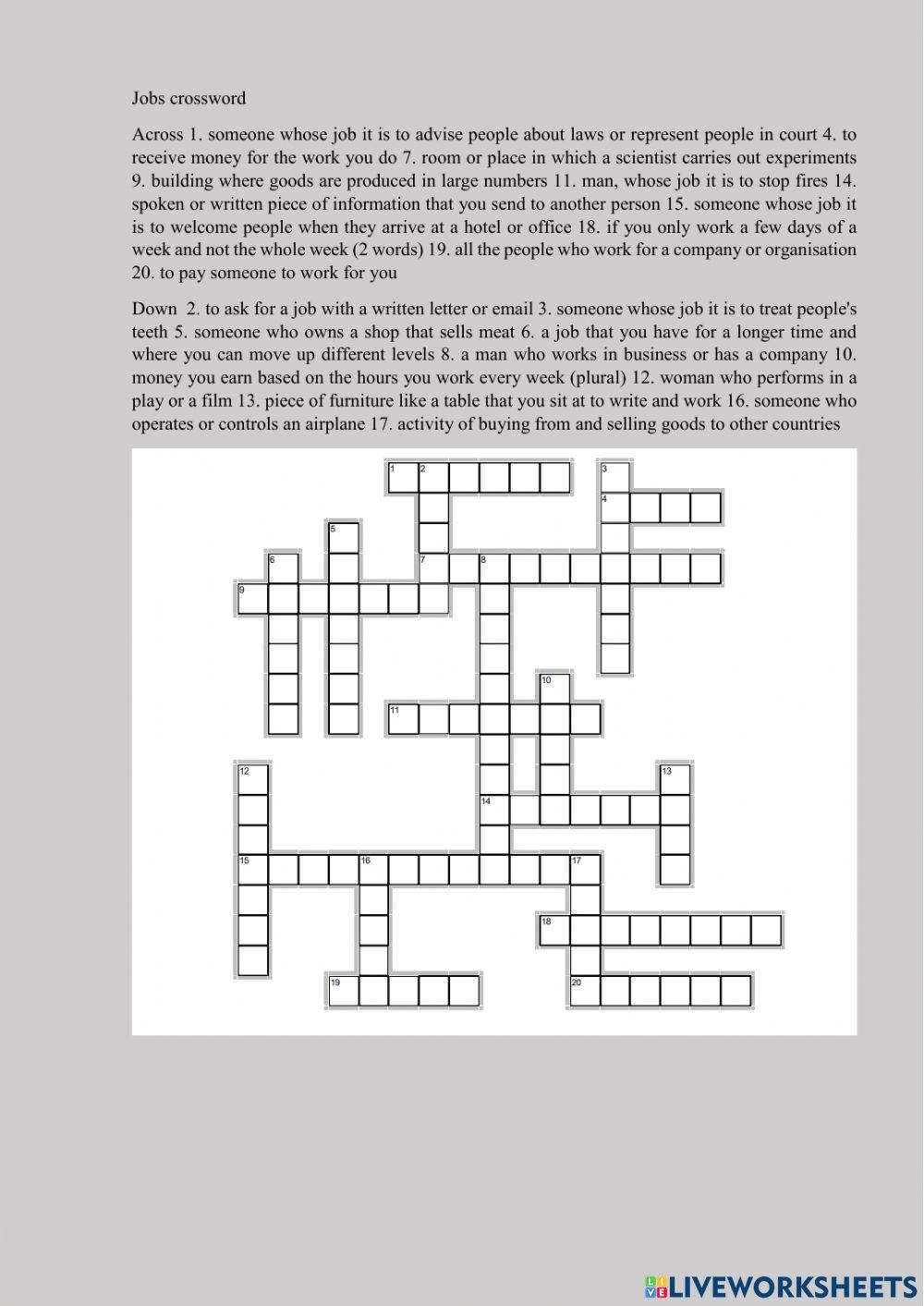 Crossword jobs