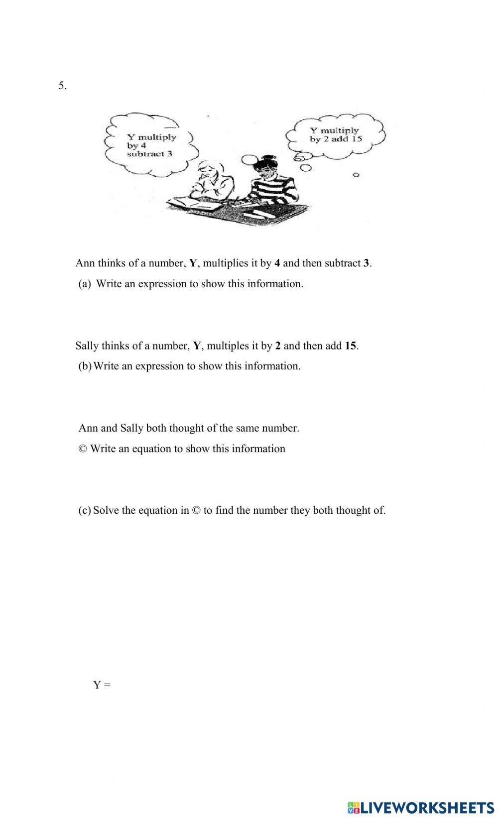 Writing algebraic expression