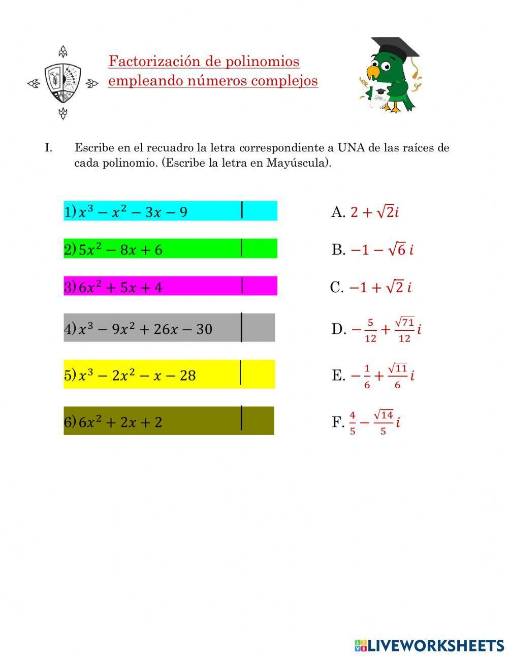 Factorización empleando números complejos