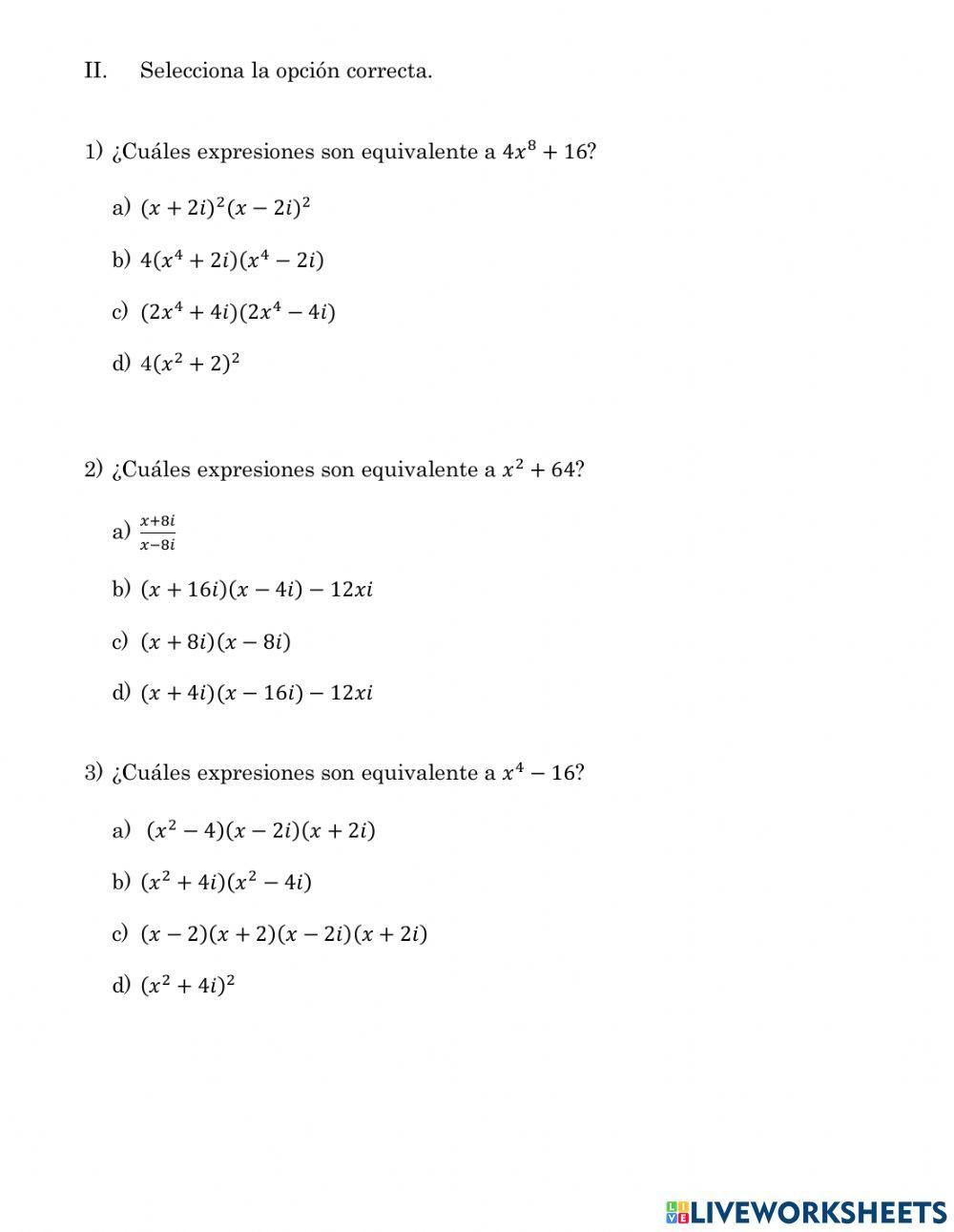 Factorización empleando números complejos
