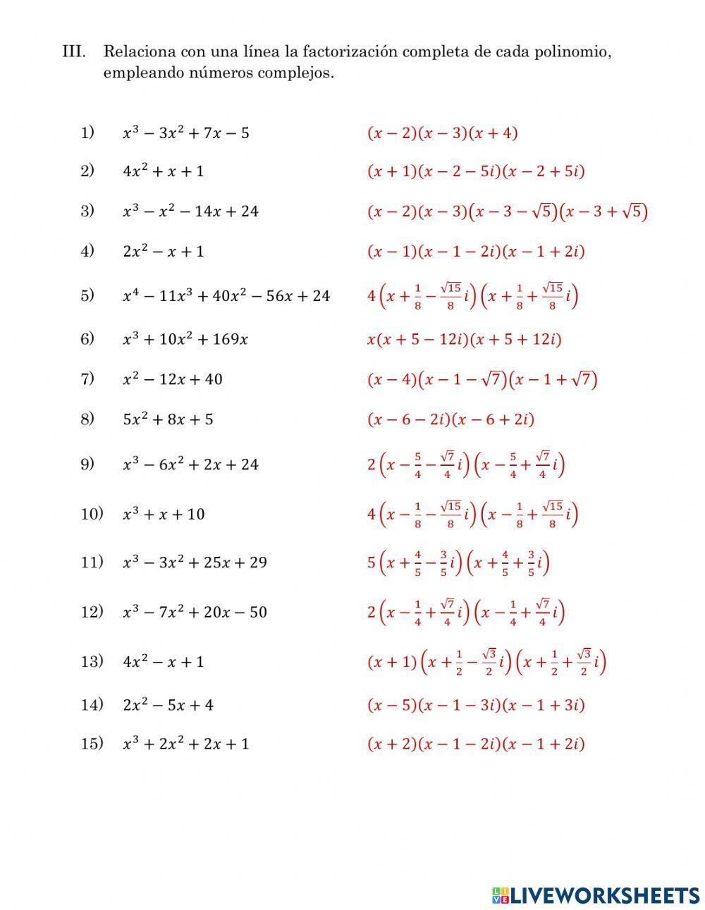 Factorización empleando números complejos