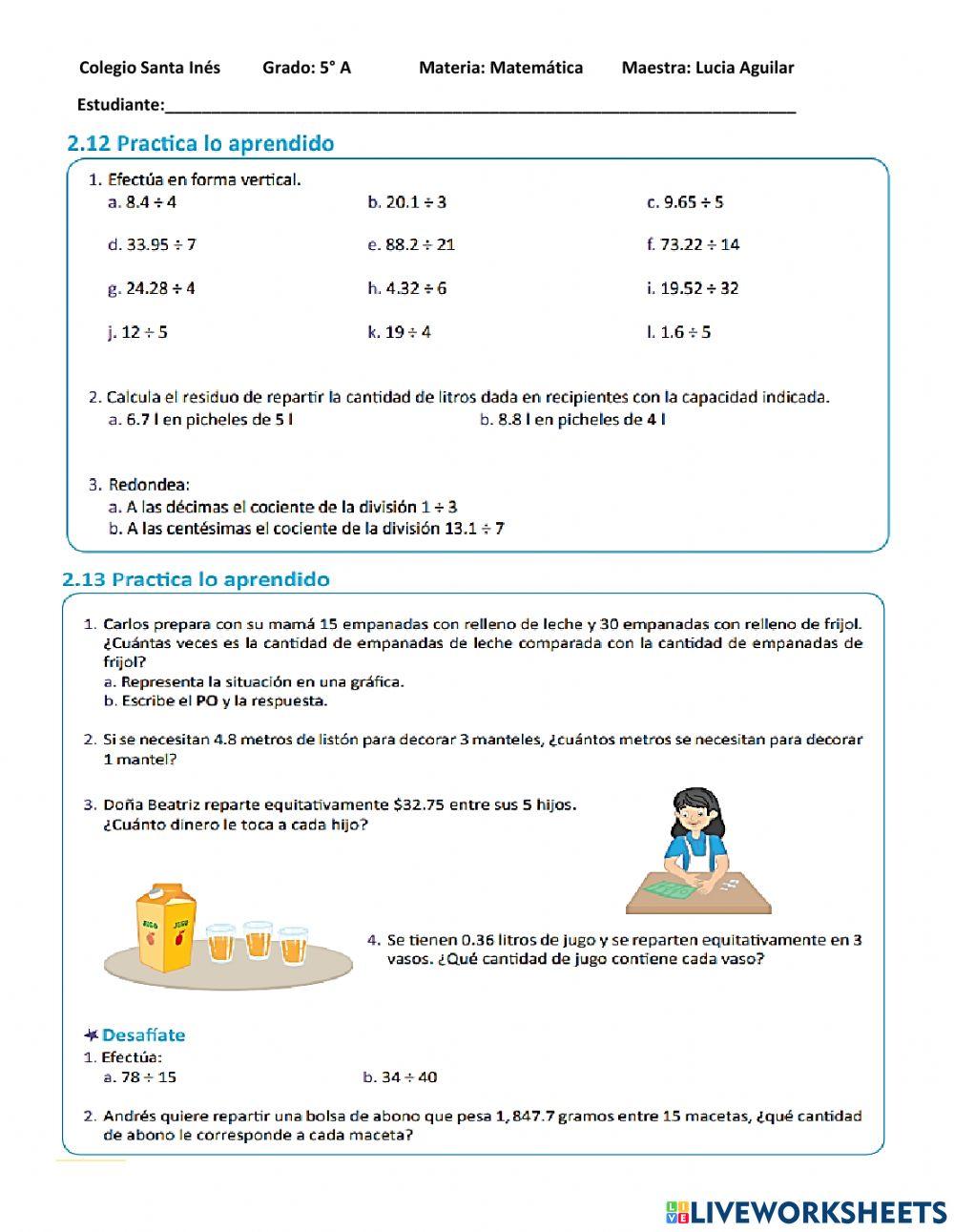 División de números decimales