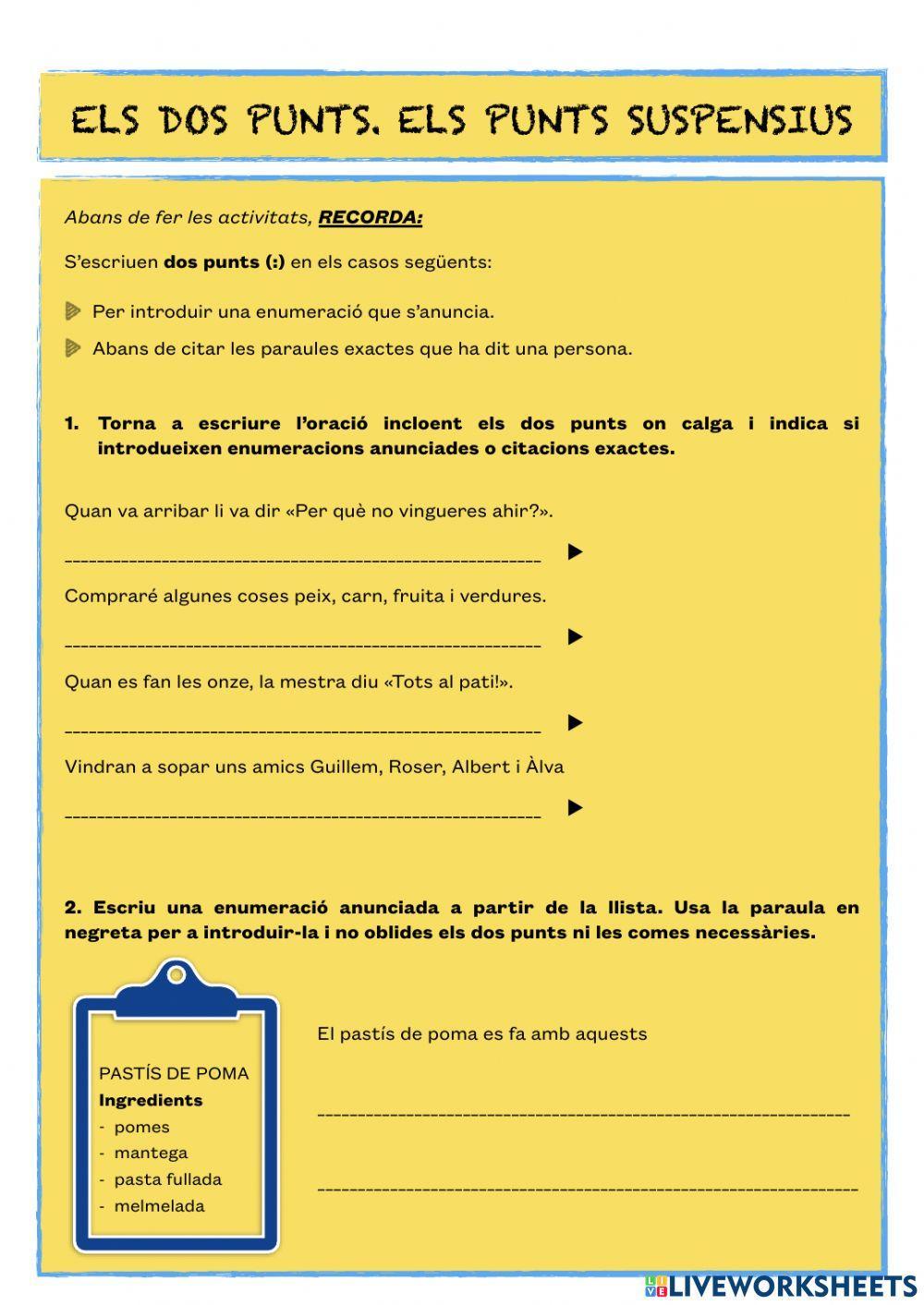 Els dos punts i els punts suspensius. Els dos punts i els punts suspensius.