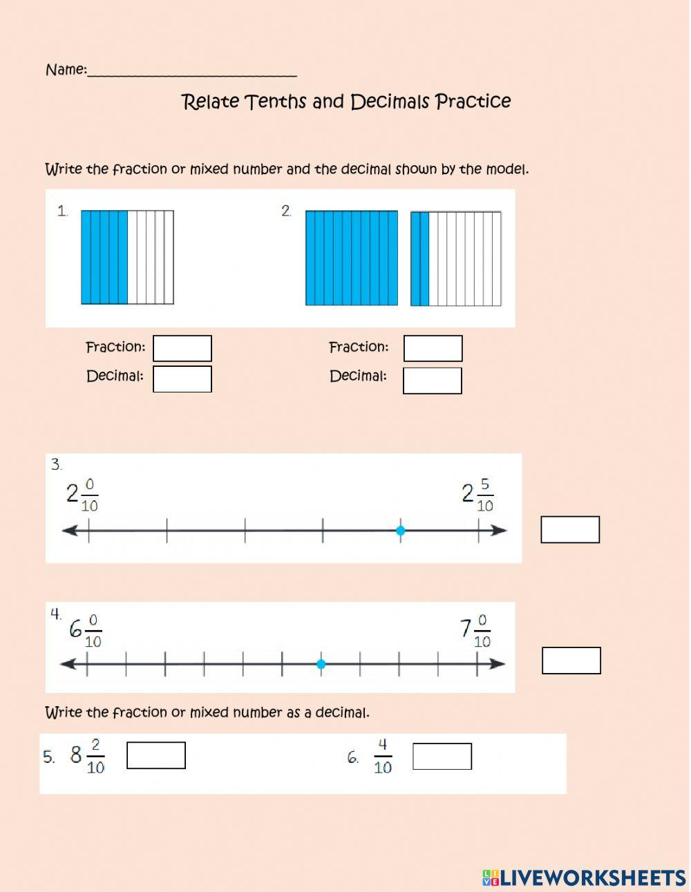 Relate tenths to decimals