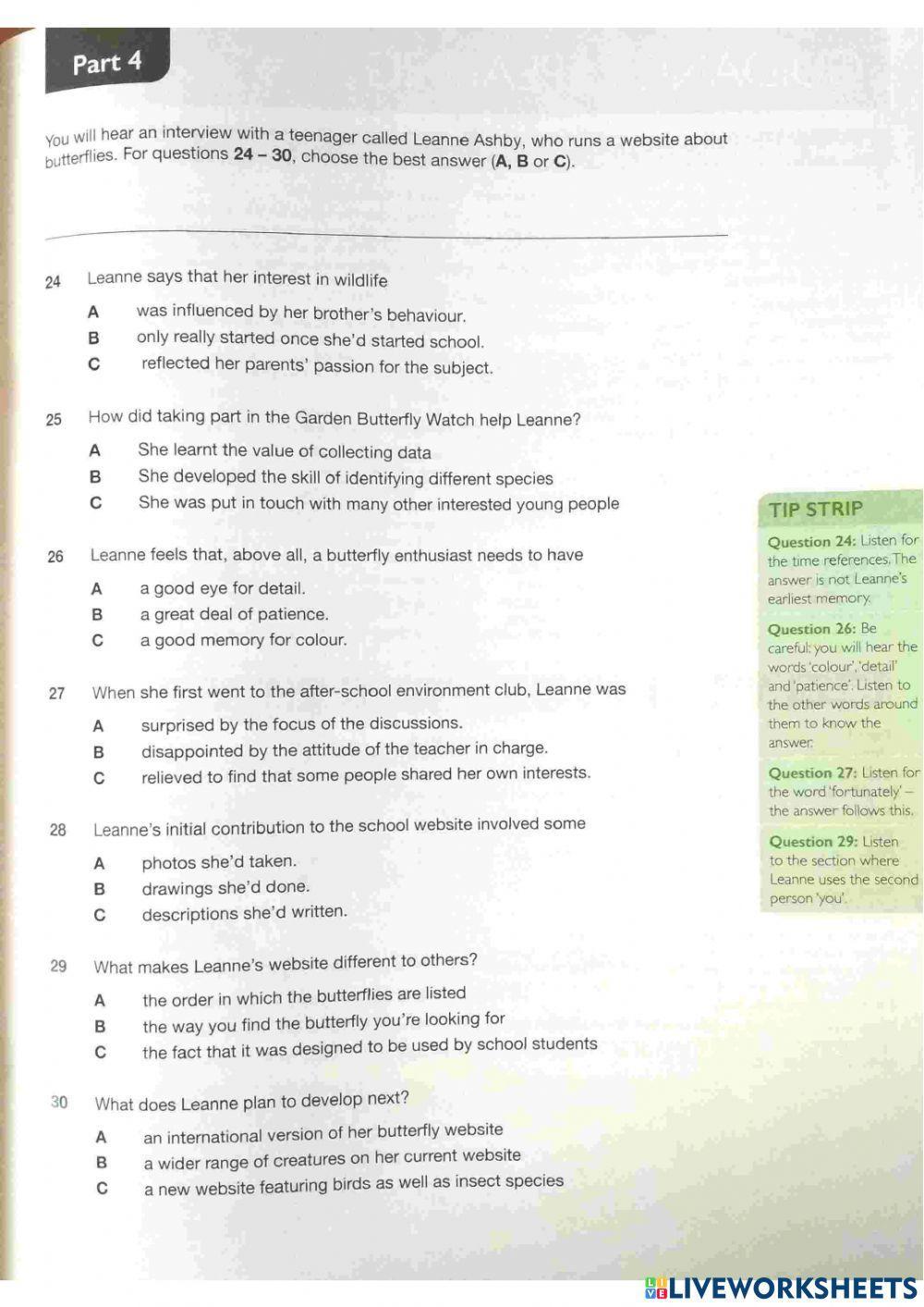 Gold experience b2 exam practice - part 2