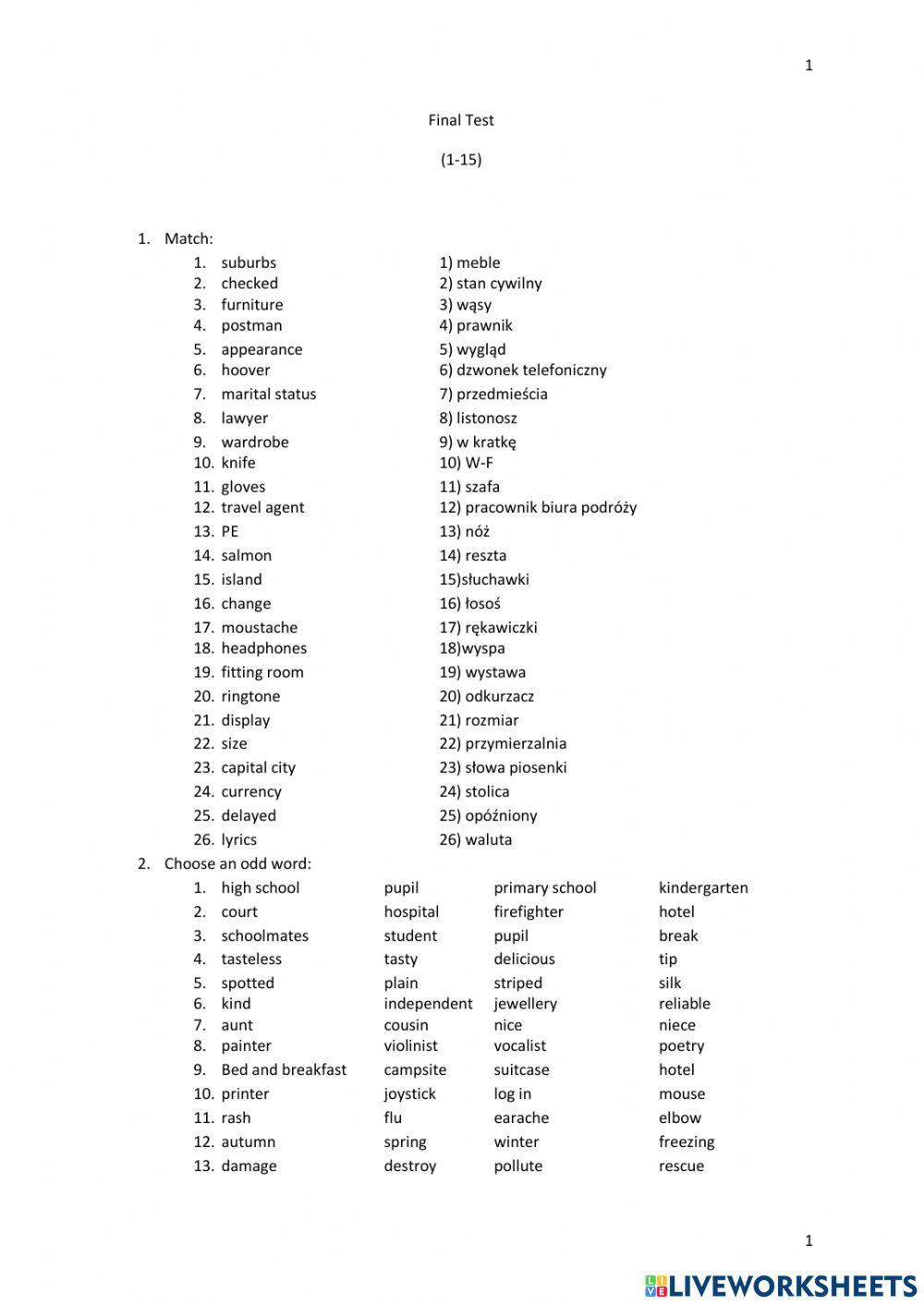 Final test egz ósmoklasisty