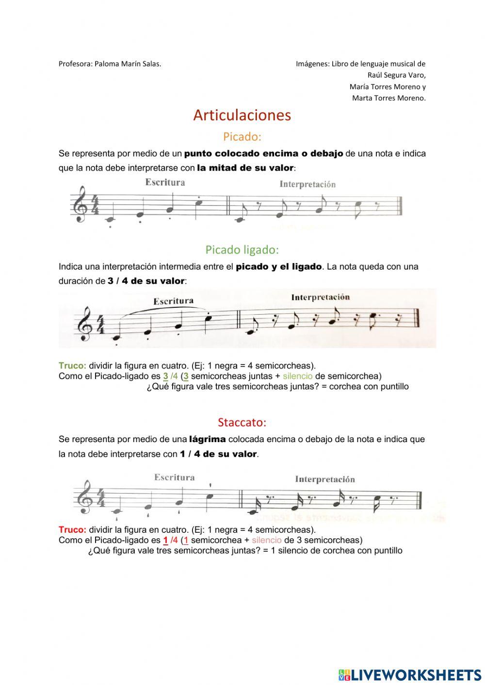 Lenguaje musical: Articulaciones