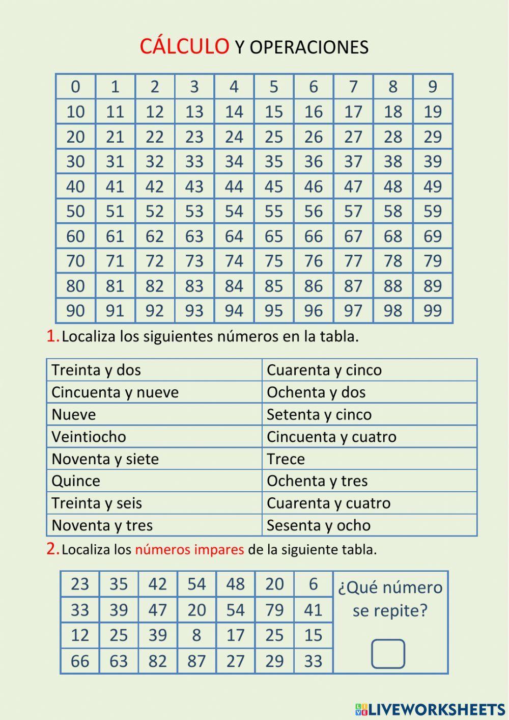 Cálculo y operaciones