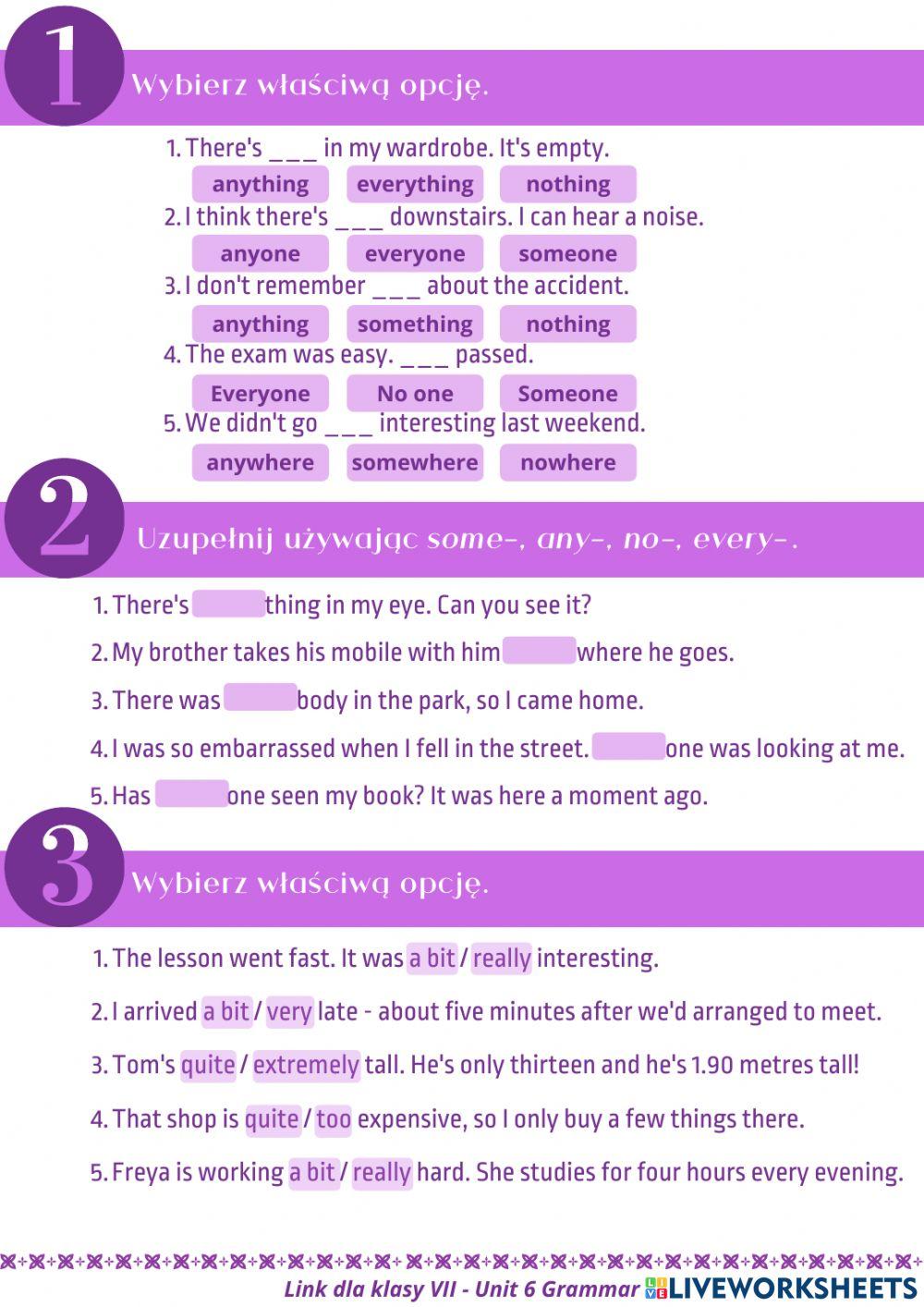 Klasa 7 Unit 6 Grammar