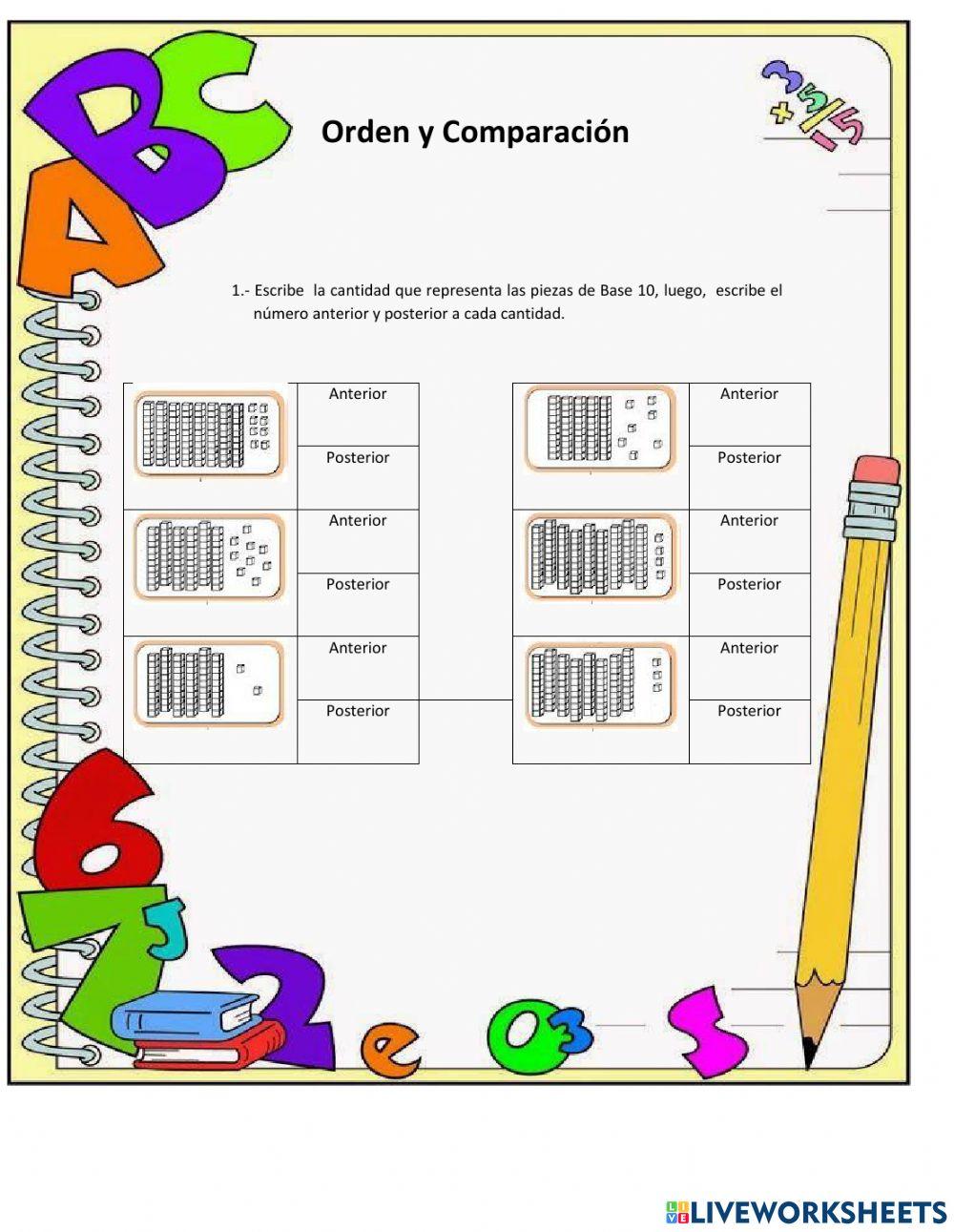 Orden y Comparación de Cantidades