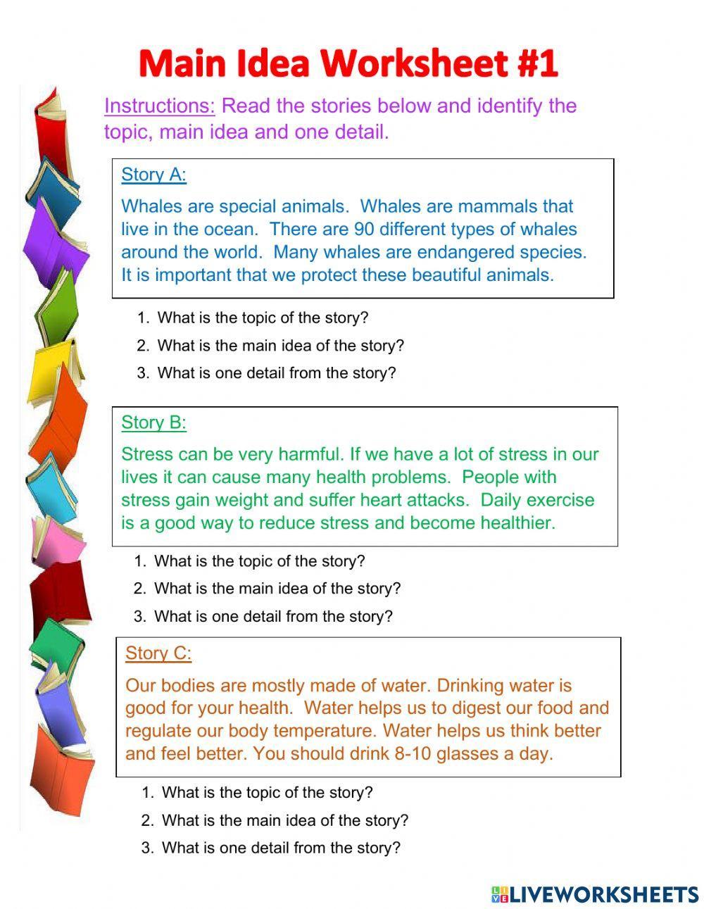 Main Idea worksheet 1