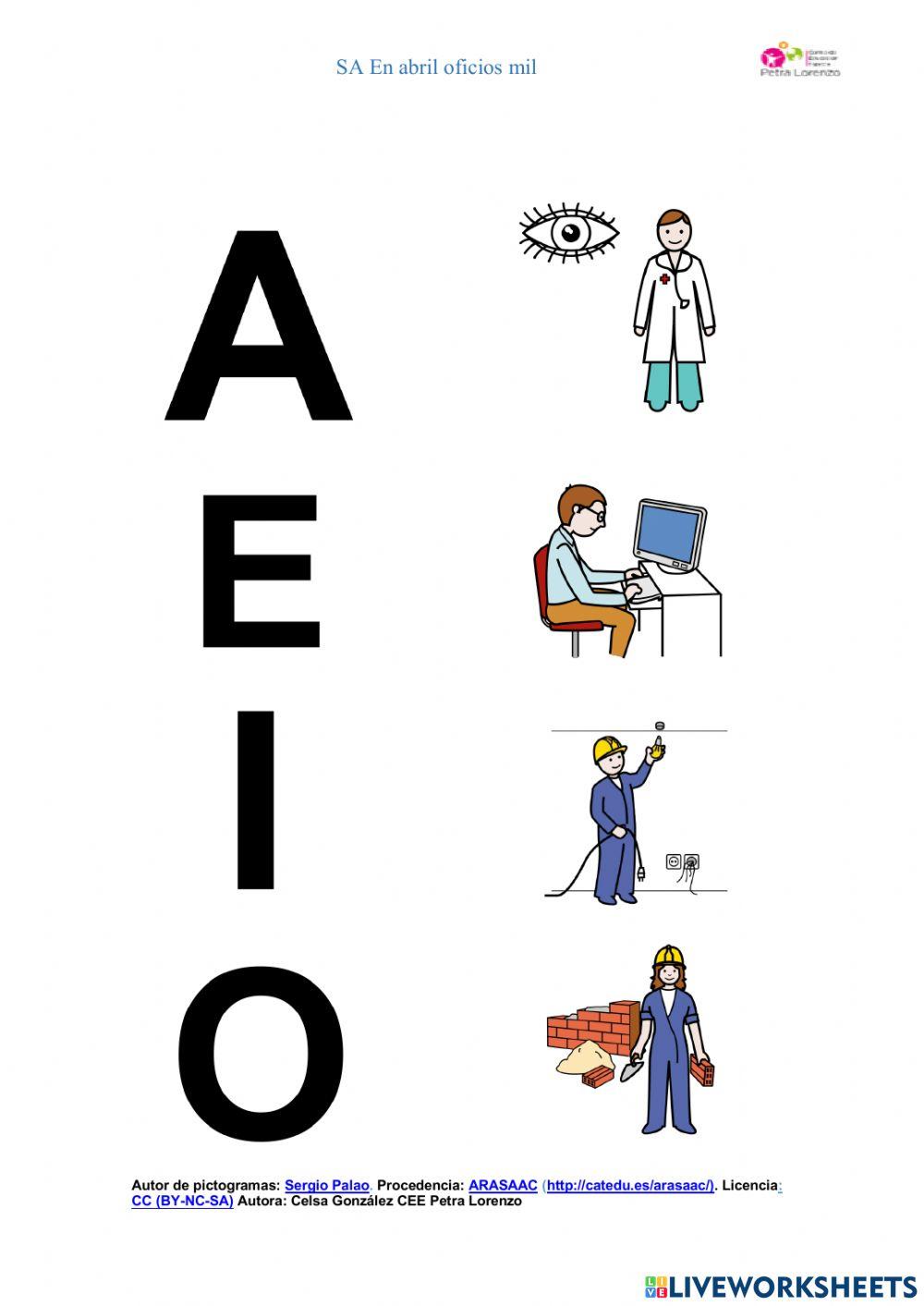 Une la vocal con las imágenes que empiezan por ella