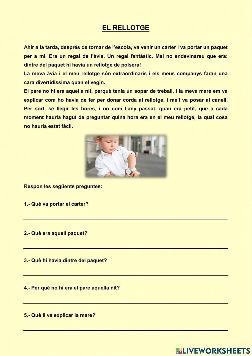 Lectura: EL RELLOTGE