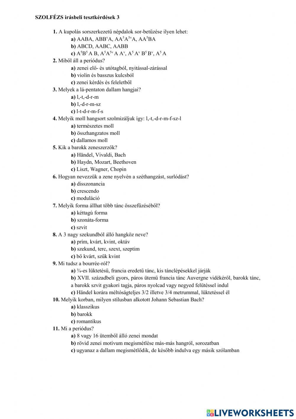 Szolfézs teszt 3