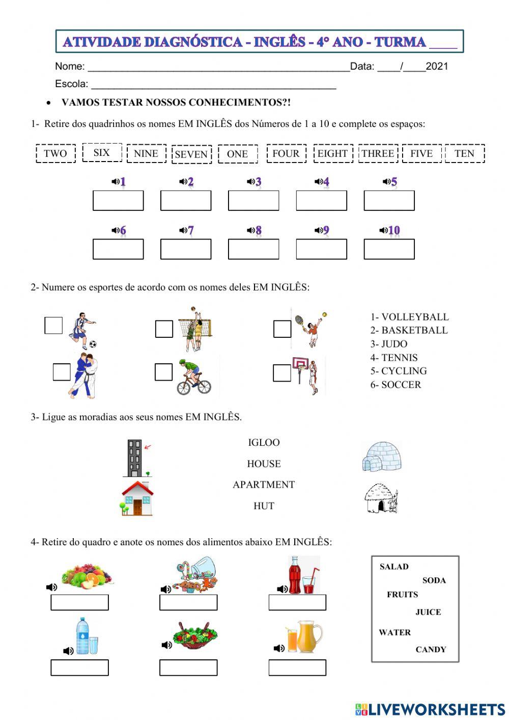 4° ano -INGLÊS- 12-04-21
