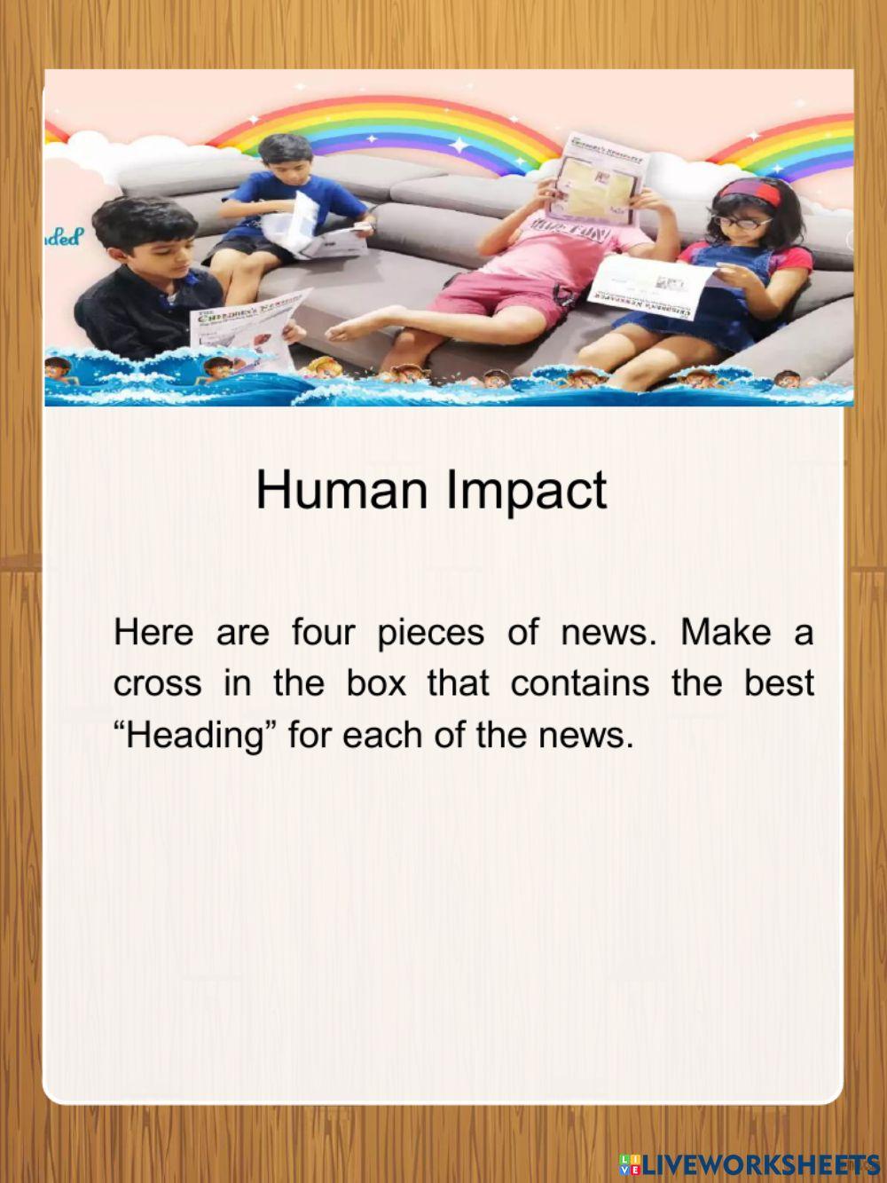 Human Impact worksheet Live Worksheets