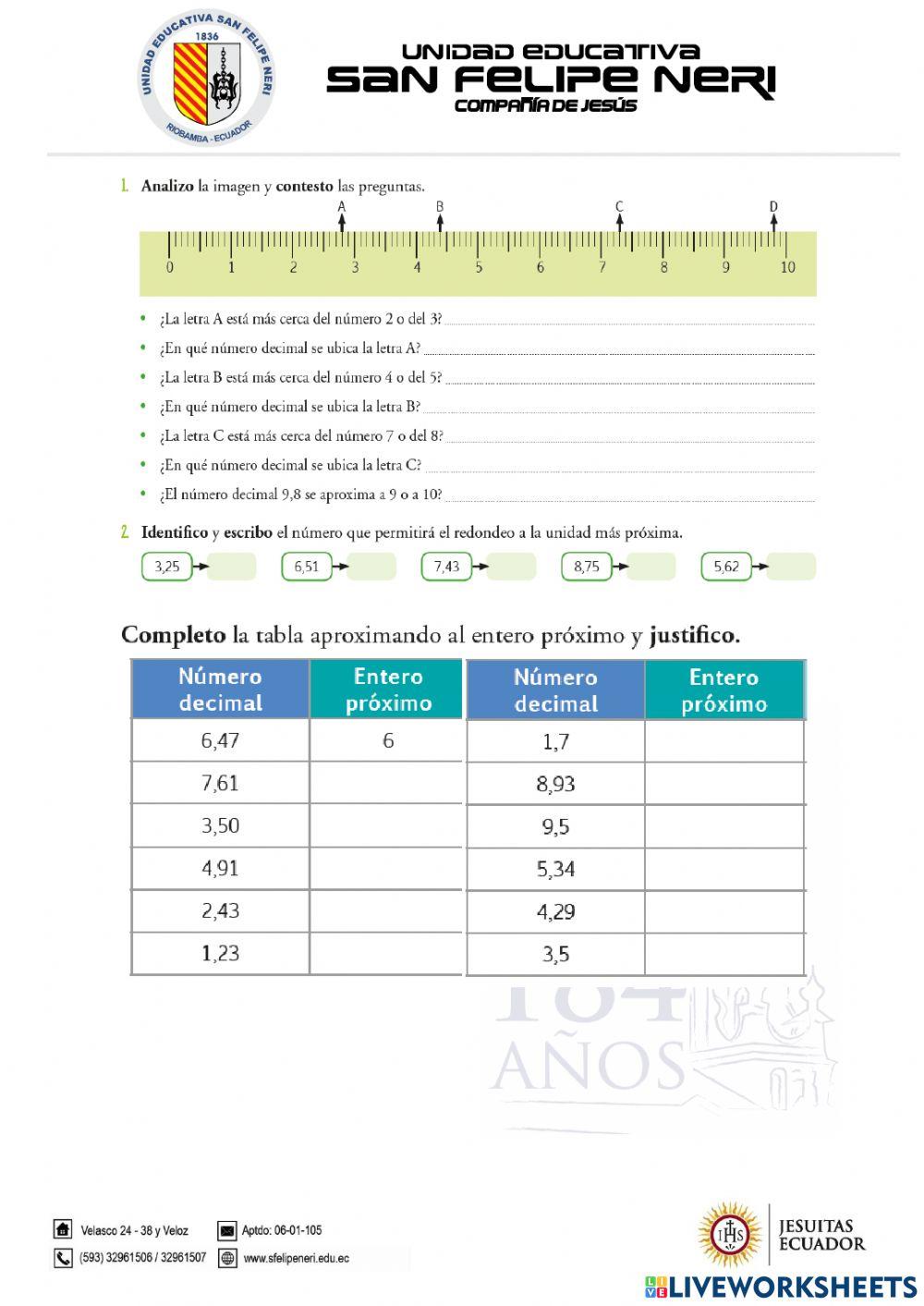 Redondeo de numeros decimales